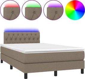 vidaXL Κρεβάτι Boxspring με Στρώμα &amp; LED Taupe 120x200 εκ. Υφασμάτινο