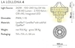 Πολυέλαιος Κρεμαστό Φωτιστικό Οροφής LED 242W Dimmable La Lollona 4 Slamp LALS4XLWHT06T00NMTEU Λευκό