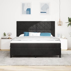 vidaXL Κρεβάτι Box Spring με Στρώμα & LED Μαύρο 180x200 cm Βελούδο