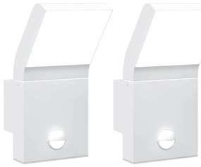 vidaXL Φωτιστικά Τοίχου Εξ. Χώρου LED με Αισθ. 2 τεμ Λευκό Χυτοσ/Αλουμ