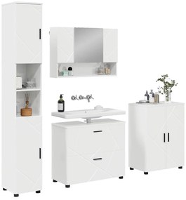 vidaXL Σετ Επίπλων Μπάνιου 4 pcs Γυαλιστερό λευκό 30 x 35 x 192 εκ.
