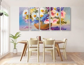 5 μέρη εικόνα ελαιογραφία με καλοκαιρινά λουλούδια - 100x50