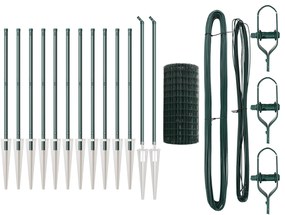 vidaXL Euro Fence με 13 Μεταλλικούς Στύλους 0.4x25 μ Γαλβανισμένος Σίδηρος Πράσινος