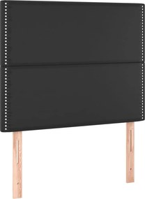 vidaXL Κρεβάτι Boxspring με Στρώμα &amp; LED Μαύρο 100x200 εκ. Συνθ. Δέρμα