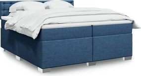 vidaXL Κρεβάτι Boxspring με Στρώμα Μπλε 200x200 εκ. Υφασμάτινο