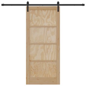 vidaXL Συρόμενη Πόρτα με Σετ Εξαρτημάτων 86x198.5 cm Συμπαγές Ξύλο Πεύκου