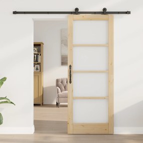 vidaXL Συρόμενη Πόρτα  'ORKDAL' από Στερεό Ξύλο και Γυαλί