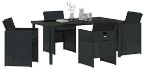 vidaXL Σέτ φαγητού για κήπο με μαξιλάρι 5 pcs Μαύρο Πολυ ράταν