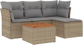 vidaXL Patio Sofa Set 4-θέσια Μίξη μπεζ και ανοιχτό γκρι