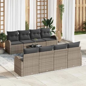 vidaXL Σετ Κήπου 9 Τεμαχίων  με Μαξιλάρια Γκρι Πολυ-Ράτταν