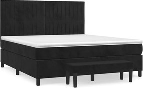vidaXL Κρεβάτι Boxspring με Στρώμα Μαύρο 160x200 εκ. Βελούδινο