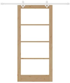 vidaXL Συρόμενη Πόρτα Χειροκίνητος Καφέ 93 x 202 cm Ξύλο και μέταλλο