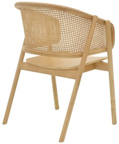 Πολυθρόνα Wenzy φυσικό Rattan - μασίφ ξύλο toon 58x58x82εκ