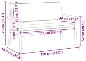 vidaXL Κήπος Πάγκος με Μαξιλάρια Μασίφ Ξύλο Ακακίας
