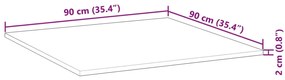 Επιφάνεια Τραπεζιού Τετράγωνη 90x90x2 εκ. Μασίφ Ξύλο Ακακίας - Καφέ