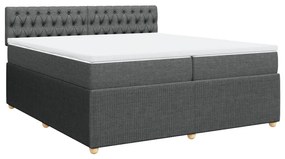 vidaXL Κρεβάτι Boxspring με Στρώμα Σκούρο Γκρι 200x200 εκ. Υφασμάτινο