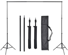 vidaXL Κιτ Στούντιο με 3 Βαμβακερά Φόντα και Ρυθμιζόμενη Βάση 3 x 3 μ.