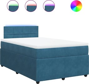 vidaXL Κρεβάτι Boxspring με Στρώμα Μπλε 120x190 εκ. Βελούδινο