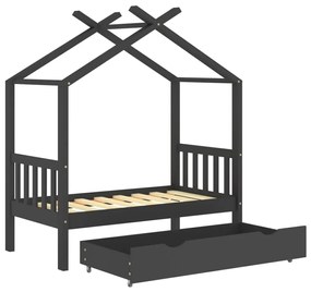 Πλαίσιο Κρεβατιού Παιδικό με Συρτάρι Σκ. Γκρι 70x140 εκ. Πεύκο - Γκρι