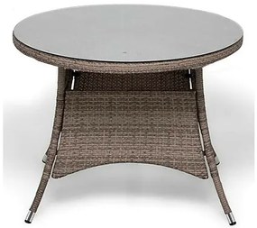 Τραπέζι εξωτερικού χώρου Dallas 666, Επεξεργασμένο γυαλί, 74cm, 12 kg, Γκρι, Πλαστικό ψάθινο | Epipla1.gr