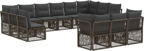 vidaXL Σετ Καναπέ Κήπου 13 pcs Γκρι συνθετικό ρατάν