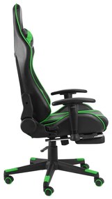 Καρέκλα Gaming Περιστρεφόμενη με Υποπόδιο Πράσινη PVC - Πράσινο