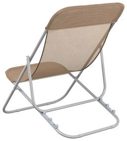 vidaXL Καρέκλες Παραλίας Πτυσ. 2 τεμ. Taupe Textilene&Ατσάλι με Πούδρα