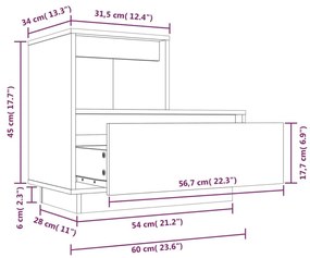 Κομοδίνα 2 τεμ. Καφέ Μελί 60 x 34 x 51 εκ από Μασίφ Ξύλο Πεύκου - Καφέ