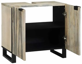 vidaXL Ντουλάπι νιπτήρα με ράφι Καφέ και Μαύρο 62 x 33 x 58 εκ.