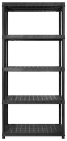 vidaXL Ραφιέρα Αποθήκευσης 5 Επιπέδων Μαύρη 340x40x185 εκ. Πλαστική