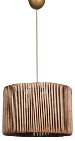 Ceiling Light for Indoor Use Hanging Wood and Bamboo Walnut 30x30x70 cm 30x30x70 εκ.