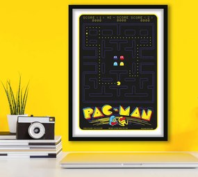 Πόστερ &amp; Κάδρο Pac-Man GM120 30x40cm Μαύρο Ξύλινο Κάδρο (με πόστερ)