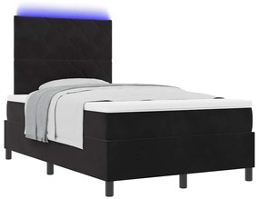 vidaXL Κρεβάτι με ελατήρια με στρώμα Μαύρο 120 x 190 cm Βελούδο
