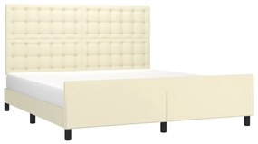 vidaXL Πλαίσιο Κρεβατιού με Κεφαλάρι Κρεμ 160x200 εκ. Συνθετικό Δέρμα