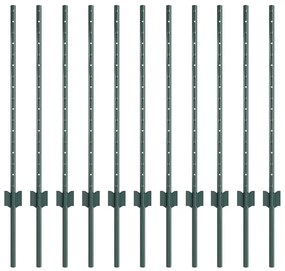 vidaXL Πό posts φράχτη 11 pcs Πράσινο 80 cm Ατσάλι