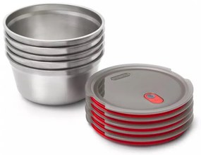 Τάπερ φαγητού Black+Blum Meal Prep FBSS-BL-L017, 950 ml, Στρογγυλό, Θυρίδα ασφαλείας στο φούρνο, Χωρίς BPA, Ανοξείδωτο ατσάλι, Γκρι/Κόκκινο