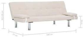 Καναπές - Κρεβάτι με Δύο Μαξιλάρια Κρεμ από Πολυεστέρα - Κρεμ