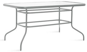 Τραπέζι Valor pakoworld μέταλλο γκρι-γυαλί 140x80x70εκ Model: 130-000019
