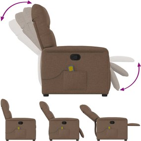 vidaXL Πολυθρόνα Μασάζ Ανακλινόμενη Καφέ Υφασμάτινη