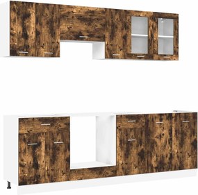 vidaXL Μονάδα κουζίνας Lyon 8 pcs Καπνιστή δρυς Επεξεργασμένο Ξύλο