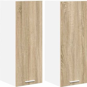 vidaXL Κρεμαστό ντουλάπι 2 pcs Σομόνα Δρυς και Λευκό 30 x 31 x 80 εκ.