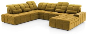 Γωνιακός καναπές Magnelio, με ηλεκτρικά επεκτεινόμενο κάθισμα, λειτουργία ύπνου 268x160cm, Μουσταρδί 342x107x280cm-Αριστερή γωνία-BOG3245