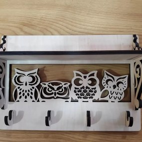 Intra απο ξύλο plywood 3mm-4mm πάχος – Κλειδαριά τοίχου κουκουβάγιας με ράφι 15x15 cm INTRAVECTRY-MY544906