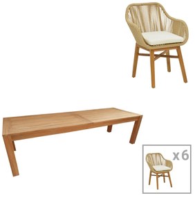 Intrahome Τραπεζαρία Kalie-Pablo Intrahome σετ 7τεμ σε φυσική-μπεζ απόχρωση 240x100x76εκ | SKU: INTRAPA-454111175