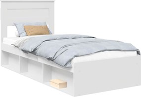 vidaXL Σκελετός Κρεβατιού Λευκό 75 x 190 cm Στερεά ξυλεία πεύκου