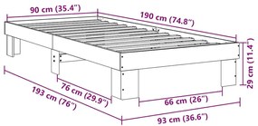 Πλαίσιο κρεβατιού χωρίς στρώμα 90x190 cm μασίφ ξύλο δρυς - Καφέ