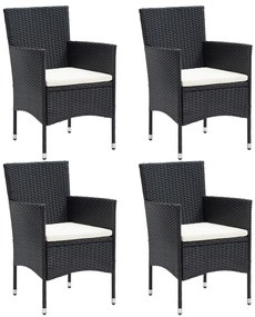 Καρέκλες Τραπεζαρίας Κήπου 4 τεμ. Μαύρες από Συνθετικό Ρατάν - Μαύρο