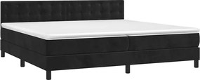 vidaXL Κρεβάτι Boxspring με Στρώμα &amp; LED Μαύρο 200x200 εκ. Βελούδινο