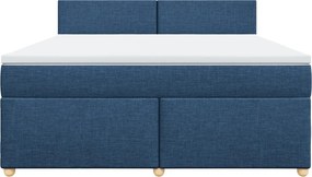 vidaXL Κρεβάτι Boxspring με Στρώμα Μπλε 180x200 εκ. Υφασμάτινο