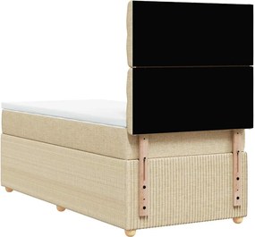 vidaXL Κρεβάτι Boxspring με Στρώμα Κρεμ 90x200 εκ.Υφασμάτινο
